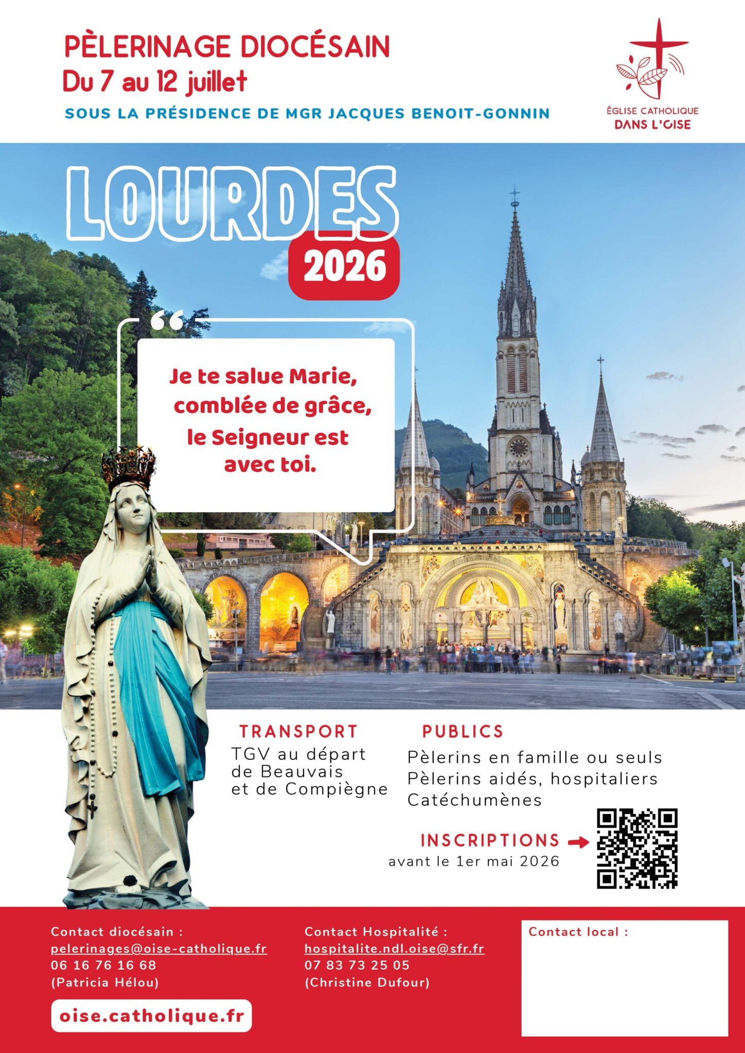 Pèlerinage À Lourdes 2026 - Église Catholique Dans L&amp;#039;Oise | Calendrier Pèlerinage Lourdes 2026