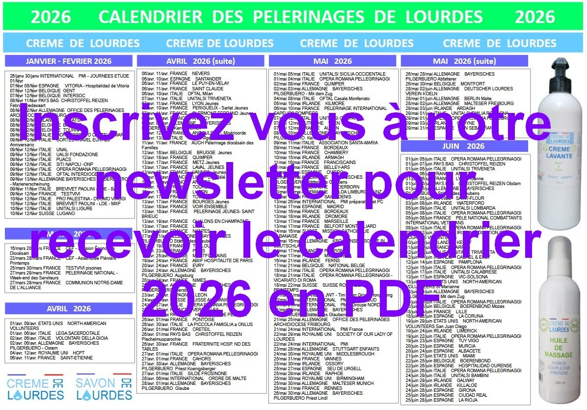 Pelerinage Lourdes 2026 : Calendrier Pour Pélerins | Calendrier Pèlerinage Lourdes 2026