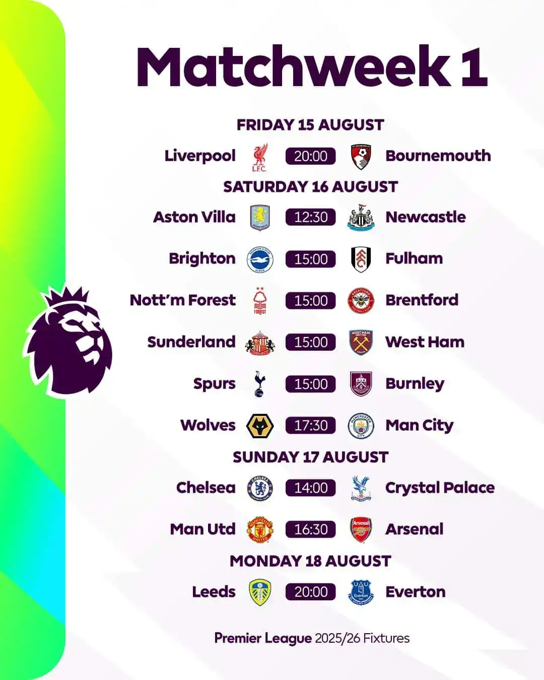 Premier League - Calendrier 2025-2026 : Un Duel Chelsea/Crystal | Calendrier Premier League 2026