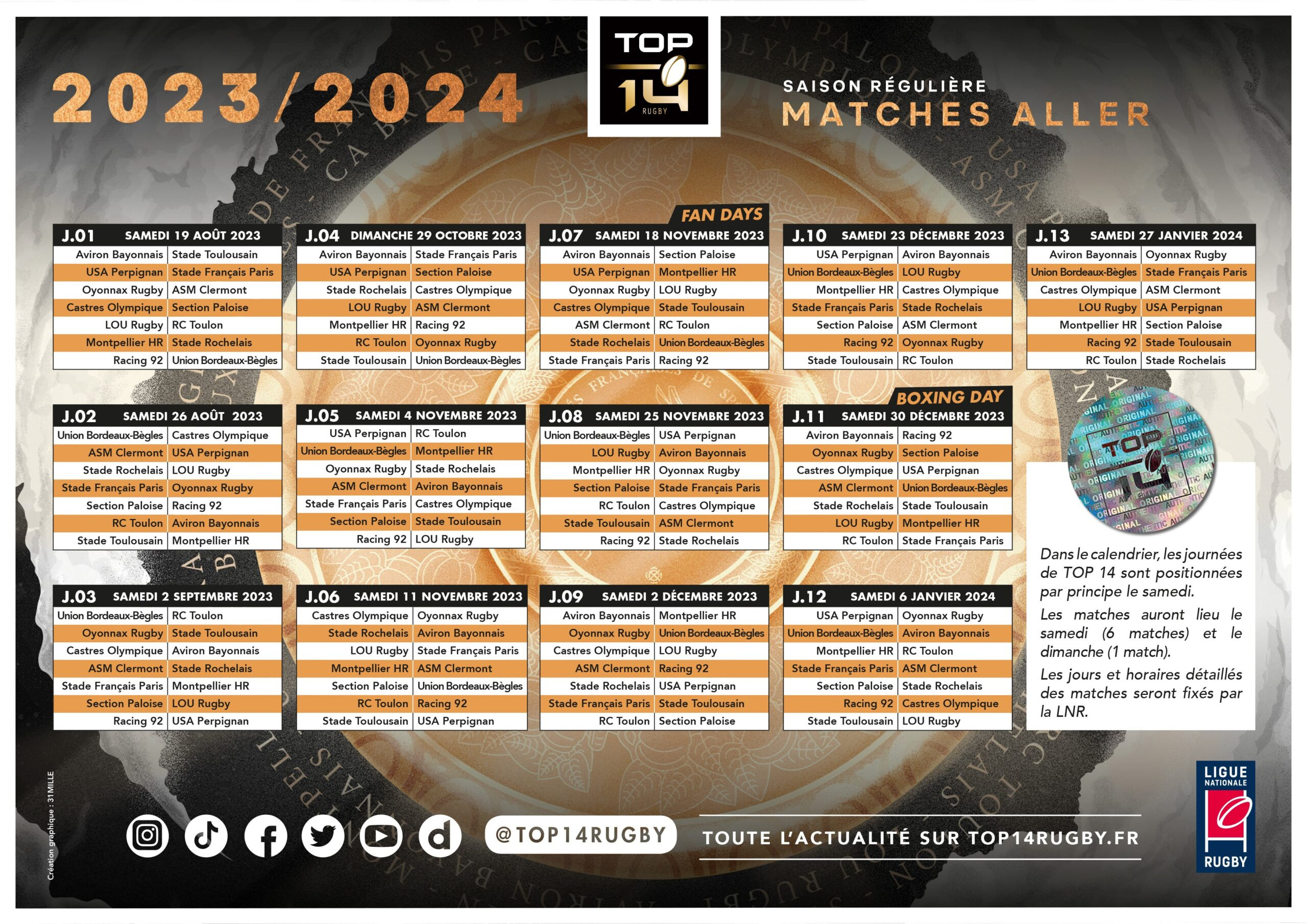 Top 14 : Le Calendrier De La Saison 2023-2024 | Calendrier Usap Top 14 2026