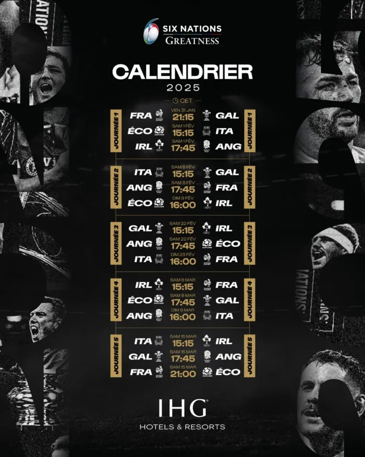 Tournoi 6 Nations 2026 Calendrier