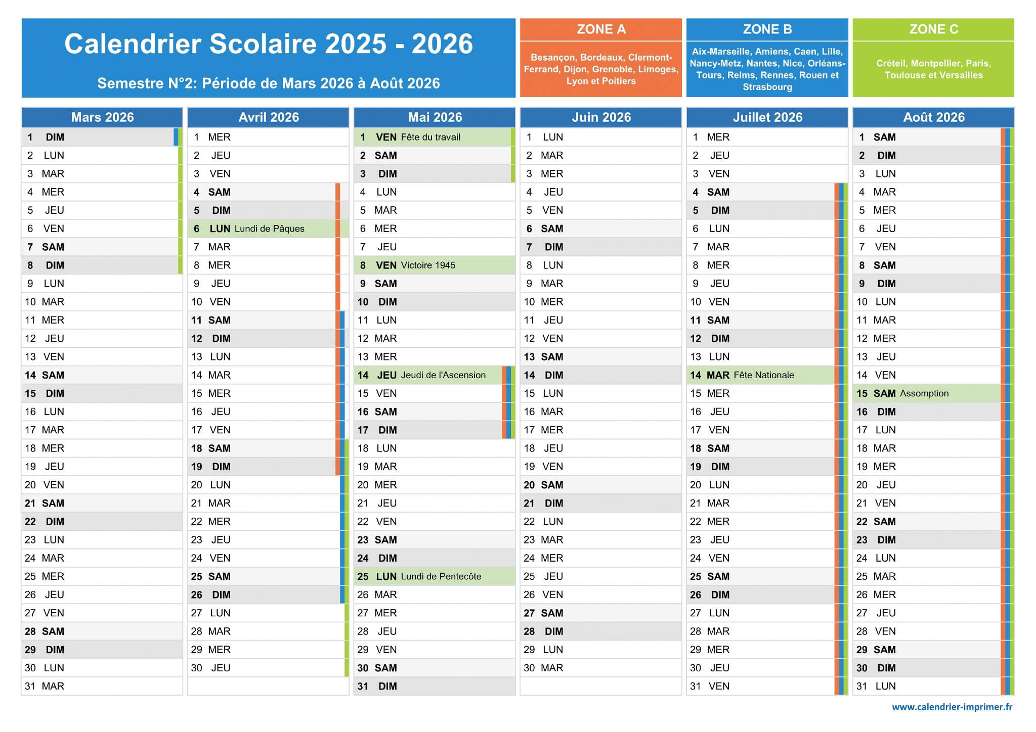 Vacances Scolaires 2025 2026 | Calendrier 2025 2026 2