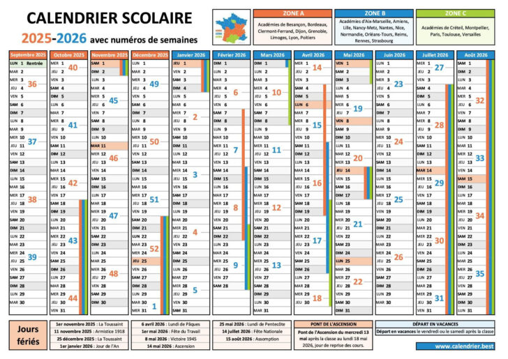 Calendrier 2026 Scolaire