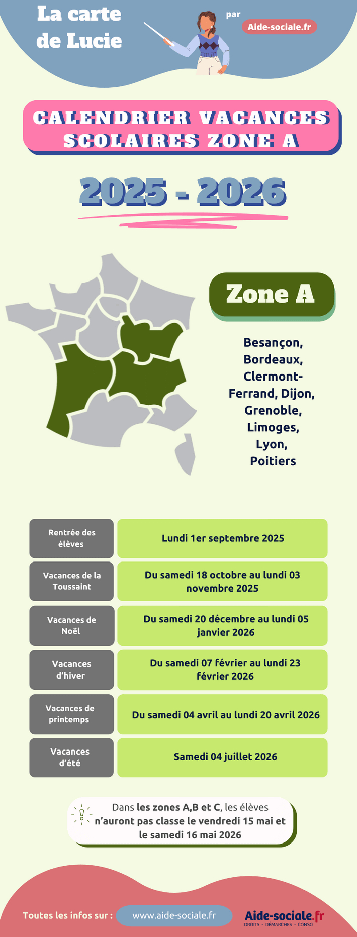 Vacances Scolaires Bordeaux 2026 : Calendrier Complet Aide-Sociale.fr | Calendrier Universitaire Bordeaux 2025 2026