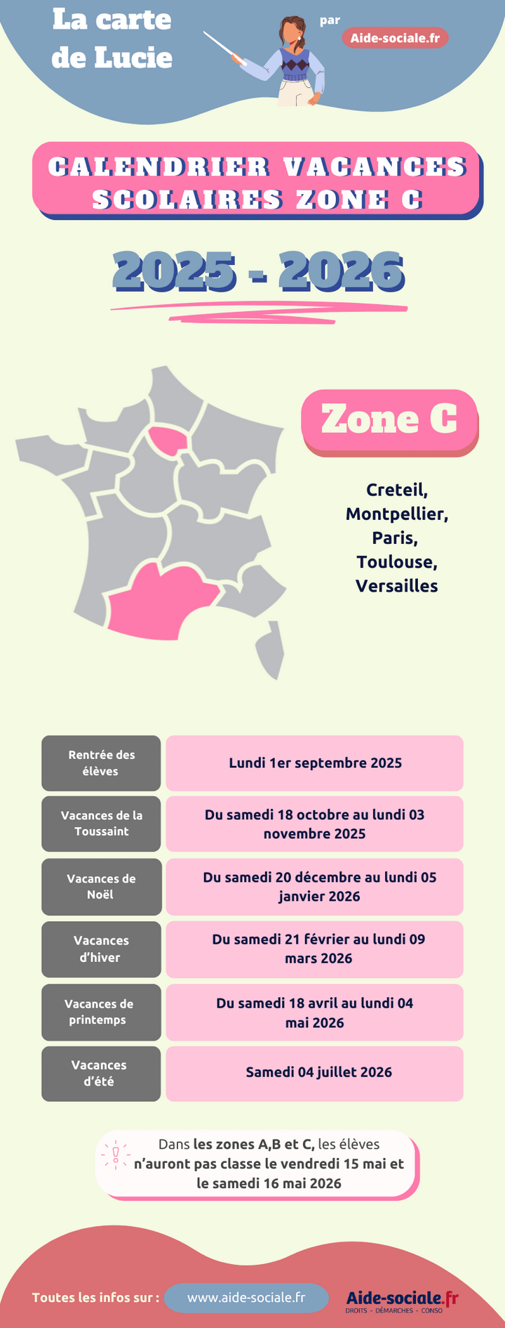Vacances Scolaires Toulouse 2026 : Dates Officielles (Zone C) Aide | Calendrier Vacances Scolaires 2026 Toulouse